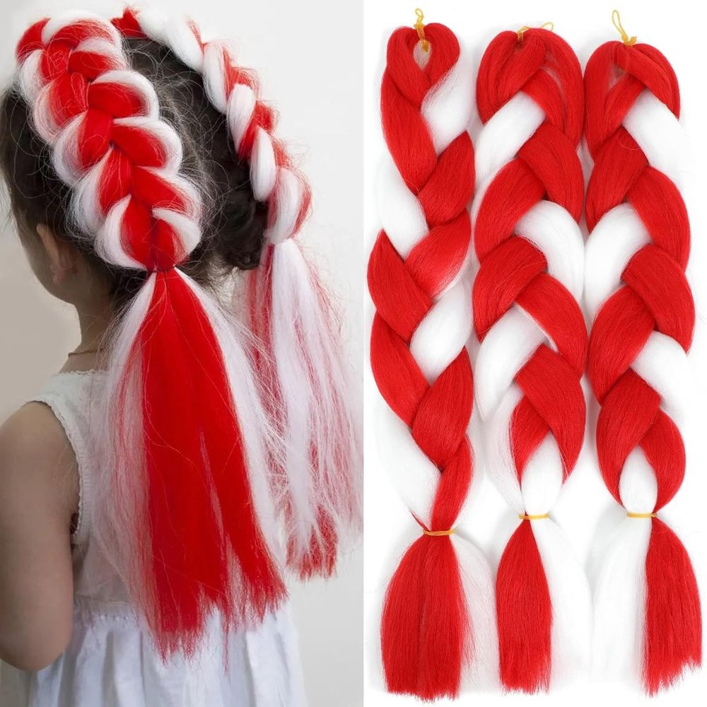 Red White Blue Ombre Jumbo Braiding Hair Extensions